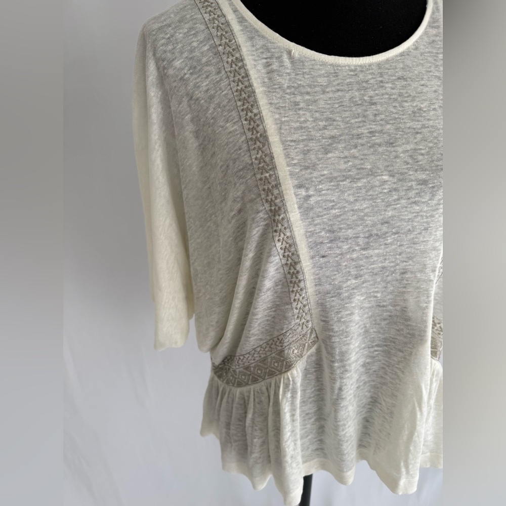 NWT Akemi + Kin Anthropologie Embroidered Linen Dolman Top Size S - Picture 6 of 10